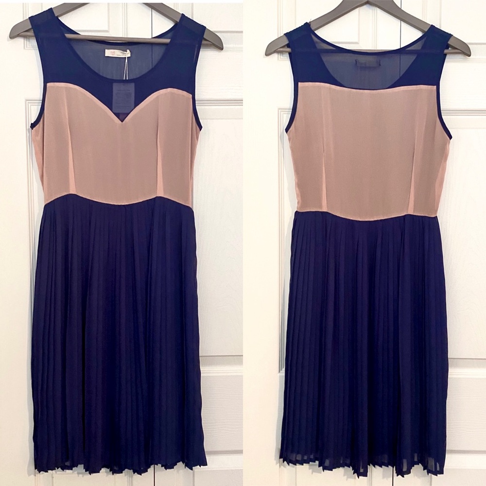 Pink Blue Dress Sleeveless Chiffon Midi